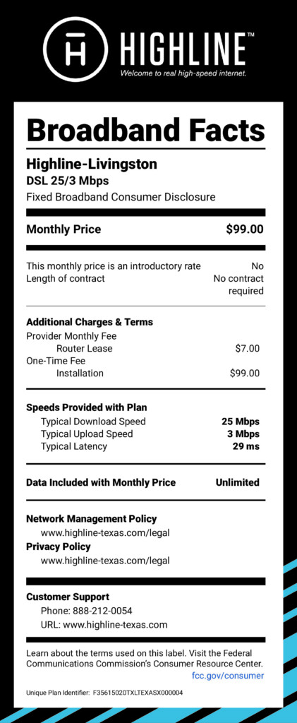 DSL 25_3 Mbps_HighlineTX_NutritionLabel